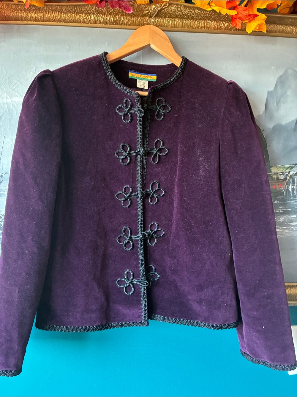 Vintage Bryn Connelly Plum Velvet Band Jacket - Size 12